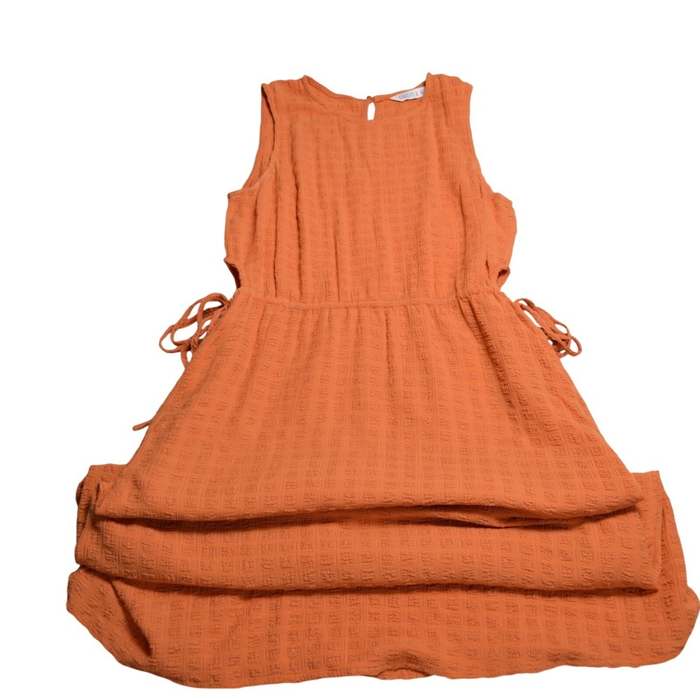 Compania Fantastica Maxi Dress Womens Large Orange Textured Side Tie Cut‎ Out L - Picture 4 of 7